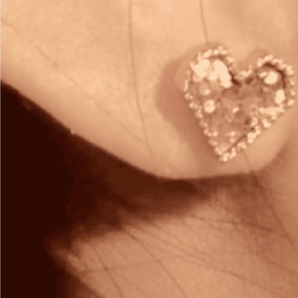 “Pink Sequin Heart” Dainty Tiny Mini Gold Love Valentines Sparkly Romance Studs - Picture 3 of 6